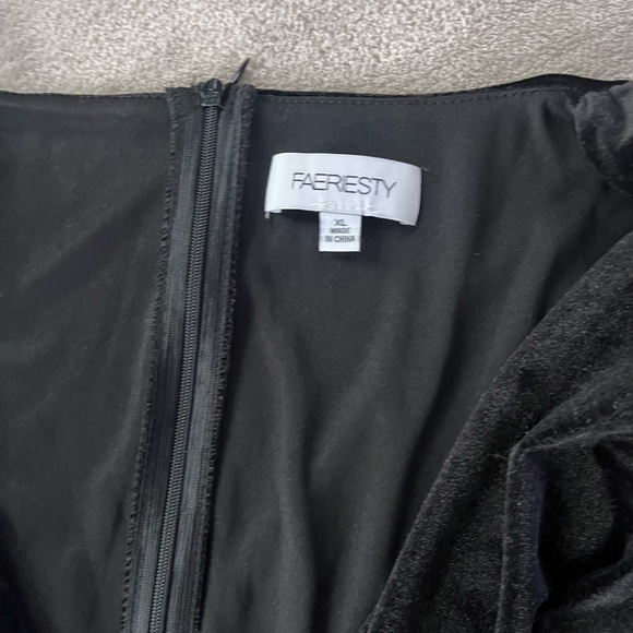 Faeriesty Elegant V Neck Long Sleeve Velvet Silt Dress Size XL FSWD0508LL Prom - Picture 3 of 7